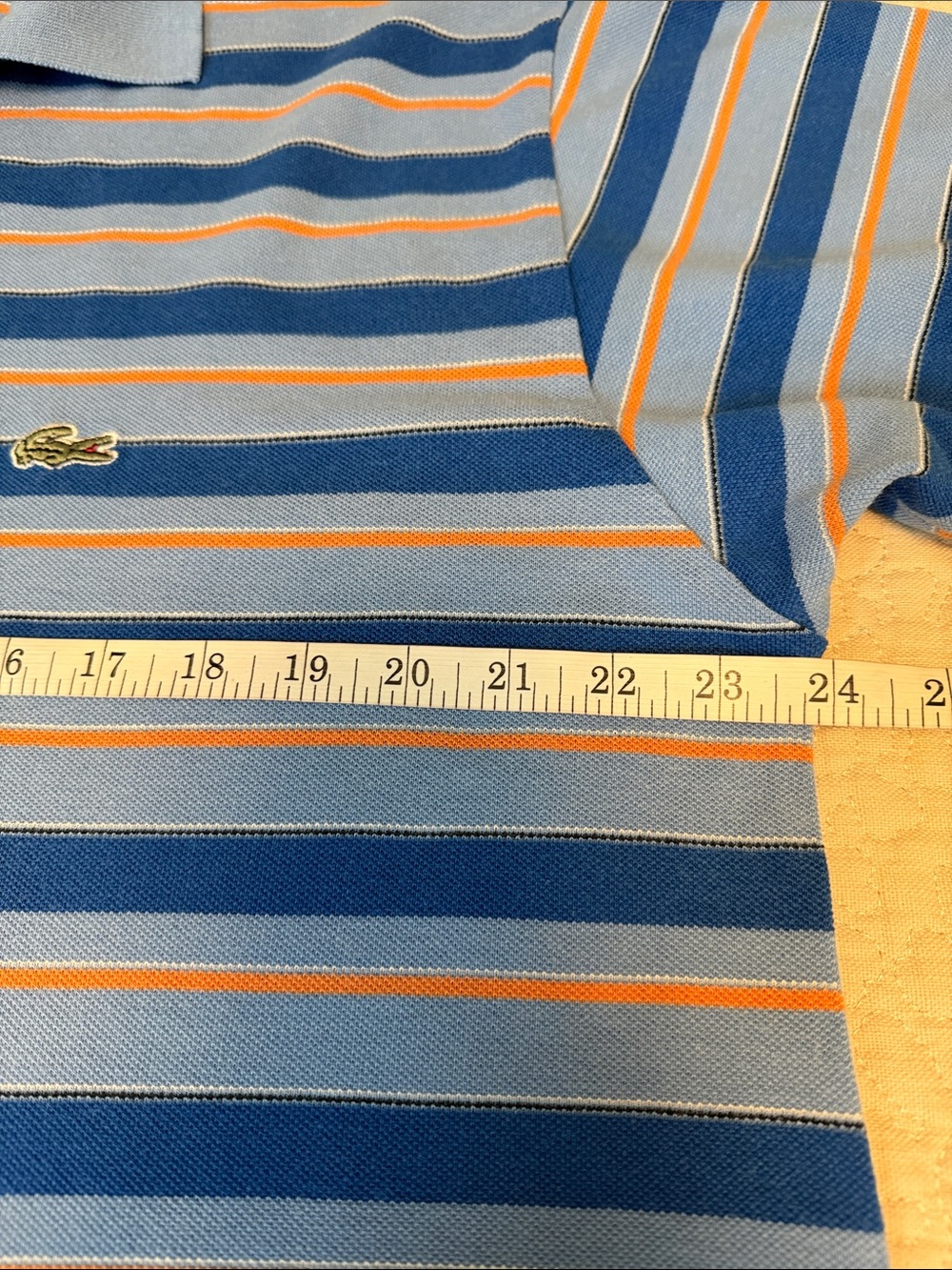 Vintage Lacoste Men’s Size 3XL Blue and Orange 100% Cotton Striped Polo Shirt - Picture 5 of 7
